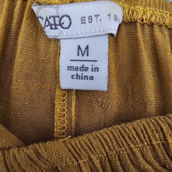 Cato Long Sleeve Crochet Eyelet Hobo Mustard Yellow Top - Picture 2 of 7